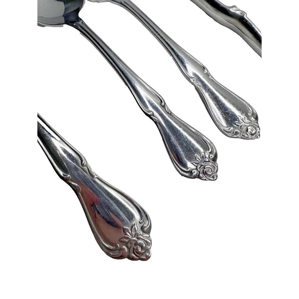 Oneida USA Arbor Rose Stainless Flatware Replacement Set Spoon Fork Knife 22 pc